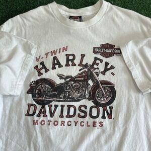 Harley-Davidson V-Twin T-Shirt Mens Large White VooDoo New Orleans LA Modern